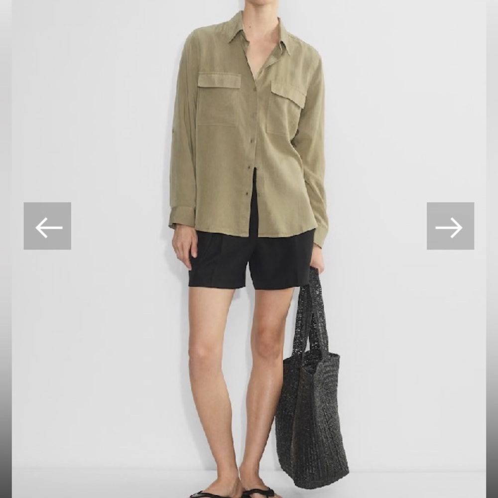 Babaton Beige Utility Button-Up Shirt Beige XS